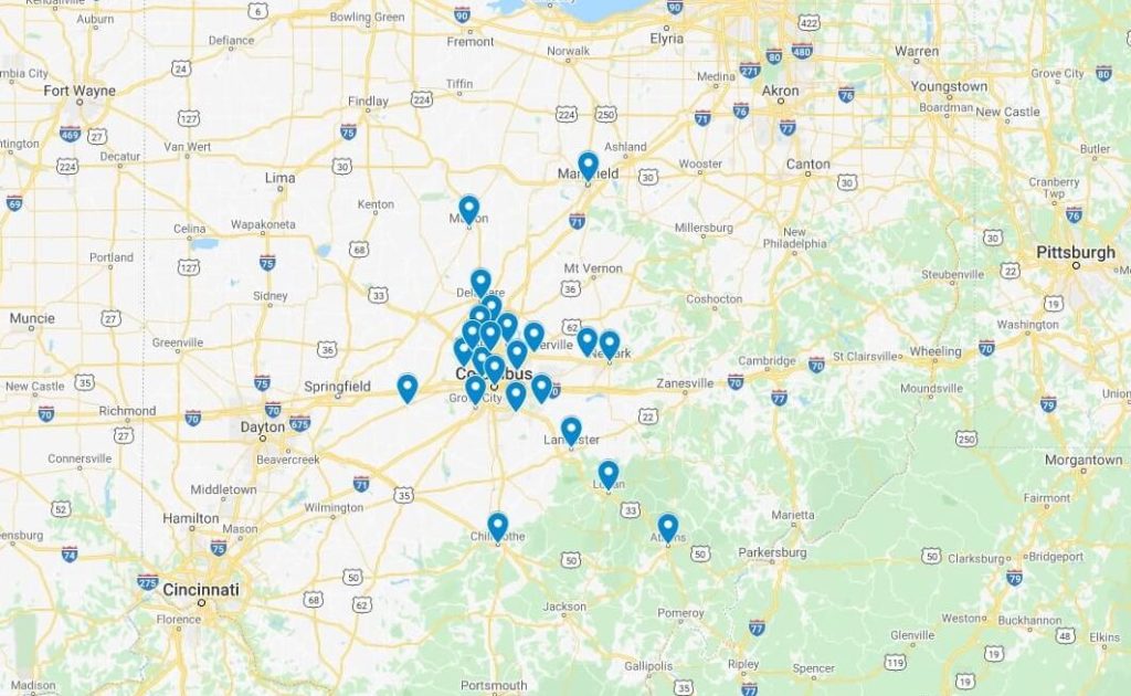 APX Softwash Power Washing Columbus OH footer map